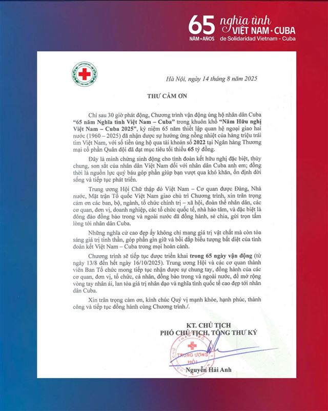 30 giờ lan tỏa nghĩa tình – 65 tỷ đồng ủng hộ nhân dân Cuba