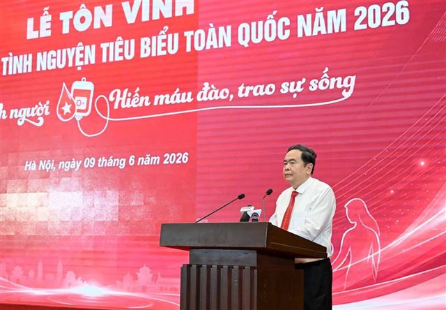 Chủ tịch Quốc hội Trần Thanh Mẫn dự Lễ tôn vinh 100 người hiến máu tình nguyện tiêu biểu toàn quốc năm 2026
