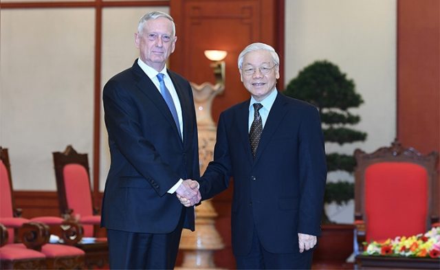 Tổng Bí thư Nguyễn Phú Trọng, Chủ tịch nước Trần Đại Quang tiếp Đoàn đại biểu Bộ Quốc phòng Hoa Kỳ