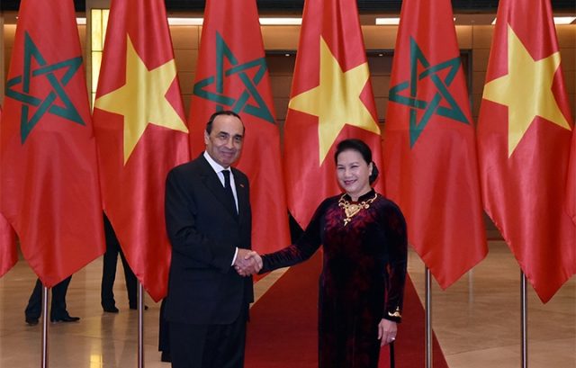 Chủ tịch nước Trần Đại Quang tiếp; Chủ tịch QH Nguyễn Thị Kim Ngân đón, hội đàm với Chủ tịch Hạ viện Ma-rốc E.Man-ki