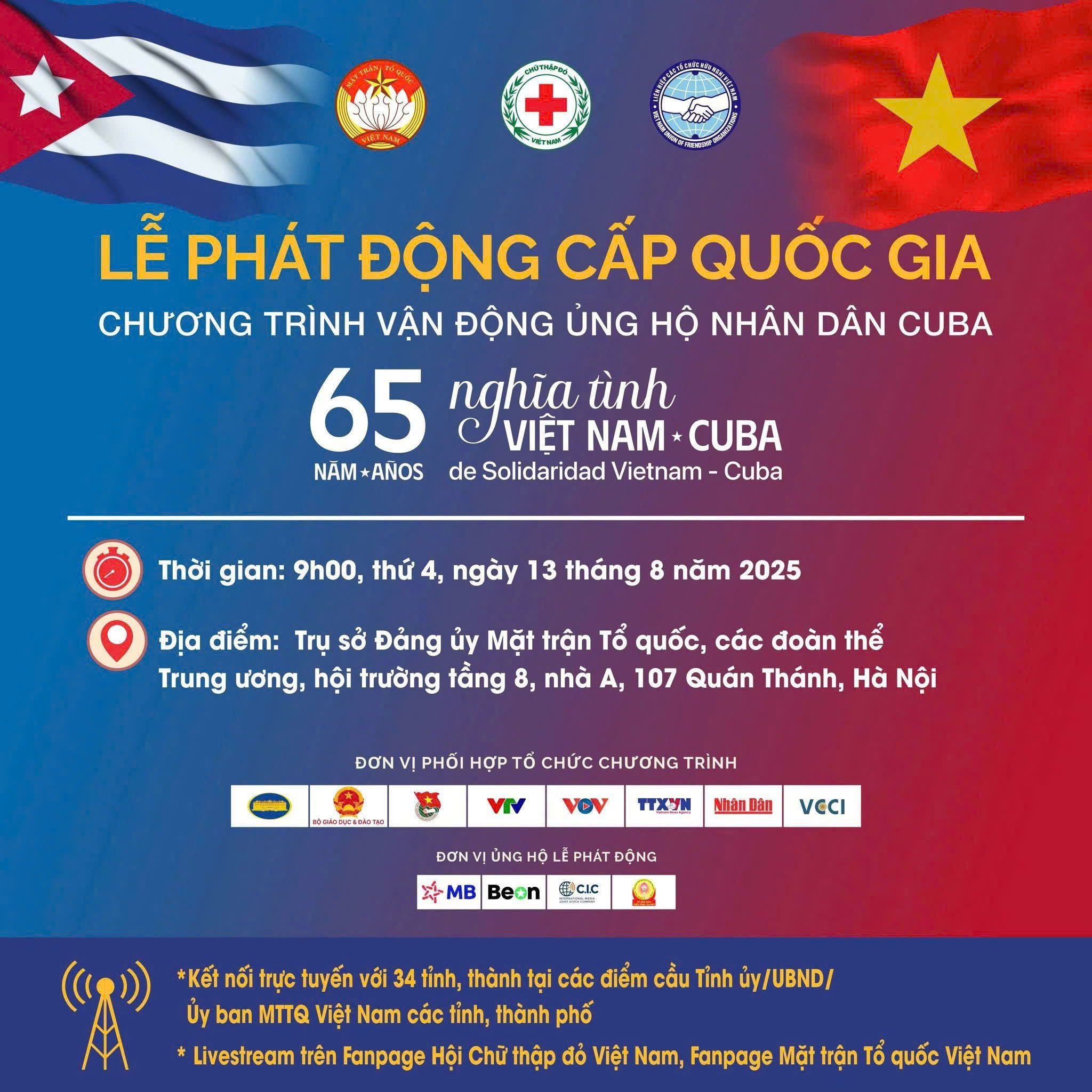 Lễ Phát động cấp Quốc gia Chương trình vận động ủng hộ nhân dân Cuba